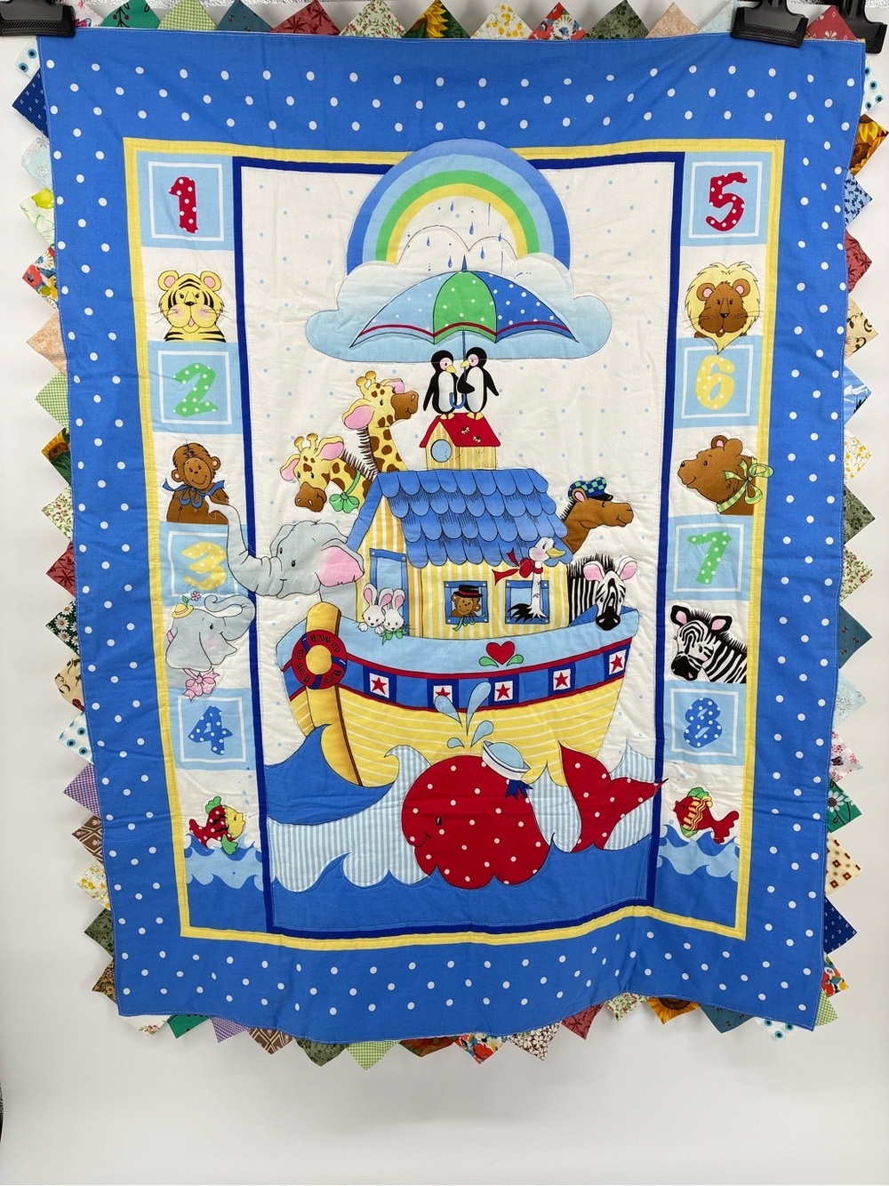 Children's Noah's Ark Quilted Play Blanket - Blue
